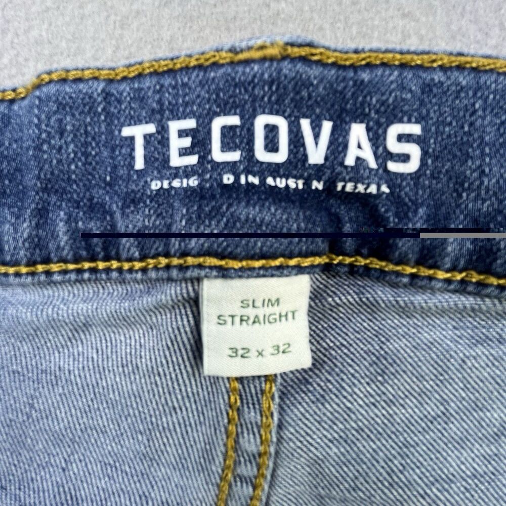 Tecovas Slim Straight Jeans Mens 32x32 Blue Denim Western Cowboy Stretch Comfort - Picture 6 of 14